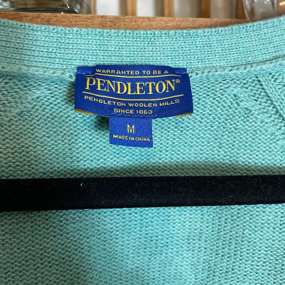 - Vintage Pendleton Teal Green Buttons Cardigan - image 4